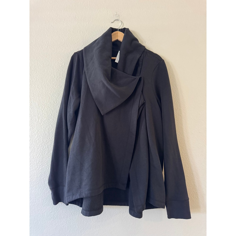 Z by Zella Asymmetrical Cowl Neck Wrap Fleece Jacket XL Black Excellent